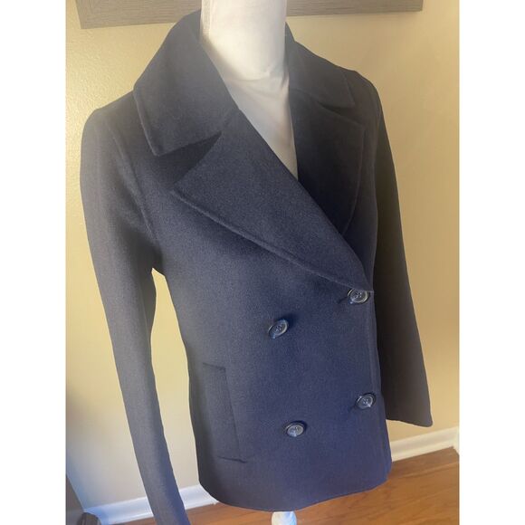 GAP Womens Classic Navy Blue Pea Coat Wool Blend Sz XS Casual Winter Heritage - Picture 8 of 14